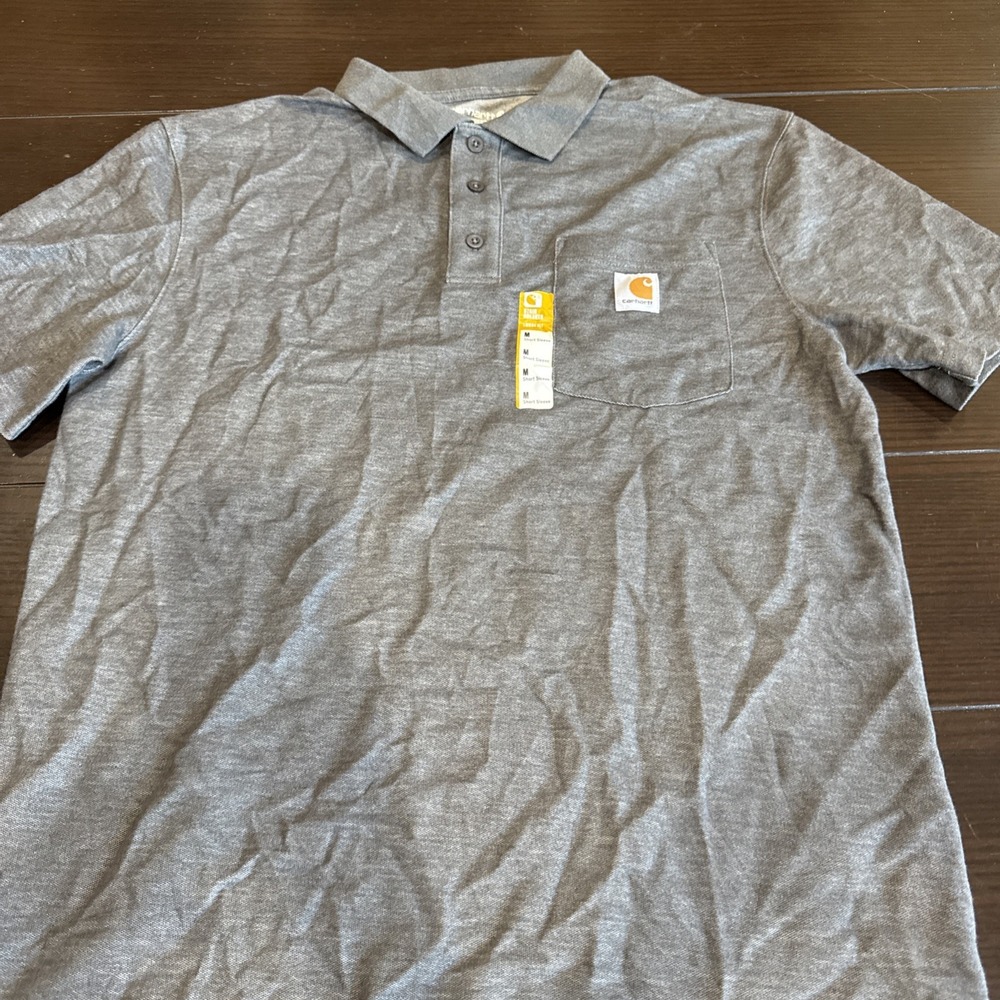 NWT Carhartt Stain Breaker Loose Fit Gray Polo Shirt Medium